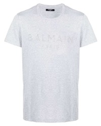 T-shirt girocollo stampata grigia di Balmain