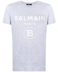 T-shirt girocollo stampata grigia di Balmain