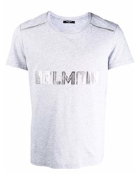 T-shirt girocollo stampata grigia di Balmain
