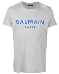 T-shirt girocollo stampata grigia di Balmain