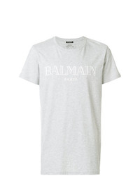 T-shirt girocollo stampata grigia di Balmain