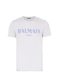 T-shirt girocollo stampata grigia di Balmain