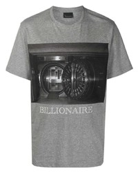 T-shirt girocollo stampata grigia di Billionaire