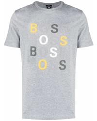 T-shirt girocollo stampata grigia di BOSS