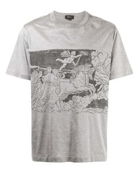 T-shirt girocollo stampata grigia di Brioni