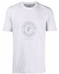 T-shirt girocollo stampata grigia di Brunello Cucinelli