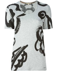 T-shirt girocollo stampata grigia di Burberry