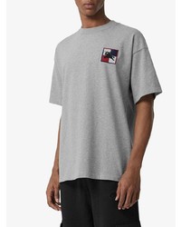 T-shirt girocollo stampata grigia di Burberry