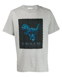 T-shirt girocollo stampata grigia di Coach