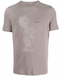 T-shirt girocollo stampata grigia di Corneliani