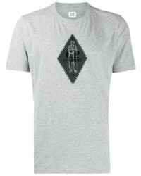 T-shirt girocollo stampata grigia di CP Company