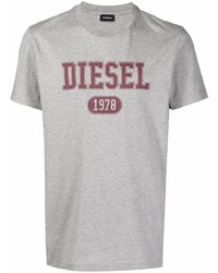 T-shirt girocollo stampata grigia di Diesel