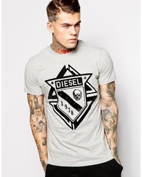 T-shirt girocollo stampata grigia di Diesel