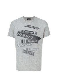 T-shirt girocollo stampata grigia di Diesel