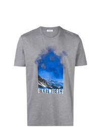 T-shirt girocollo stampata grigia di Dirk Bikkembergs