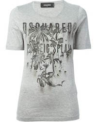 T-shirt girocollo stampata grigia di Dsquared2