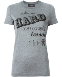 T-shirt girocollo stampata grigia di Dsquared2