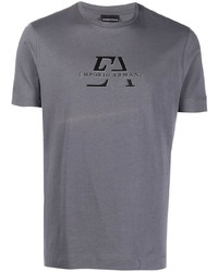 T-shirt girocollo stampata grigia di Emporio Armani