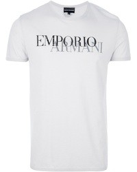 T-shirt girocollo stampata grigia di Emporio Armani