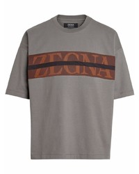T-shirt girocollo stampata grigia di Ermenegildo Zegna