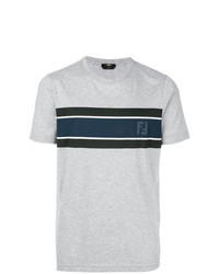 T-shirt girocollo stampata grigia di Fendi