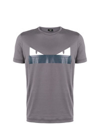 T-shirt girocollo stampata grigia di Fendi