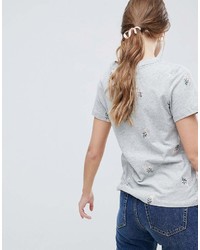 T-shirt girocollo stampata grigia di Oasis