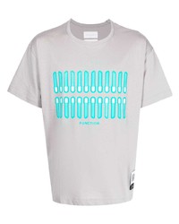 T-shirt girocollo stampata grigia di Fumito Ganryu