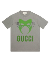 T-shirt girocollo stampata grigia di Gucci