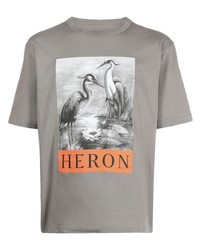 T-shirt girocollo stampata grigia di Heron Preston