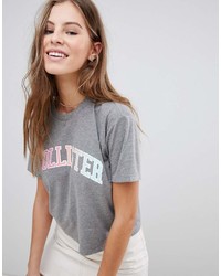 T-shirt girocollo stampata grigia di Hollister