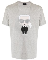 T-shirt girocollo stampata grigia di Karl Lagerfeld