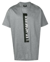 T-shirt girocollo stampata grigia di Les Hommes