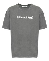 T-shirt girocollo stampata grigia di Liberaiders