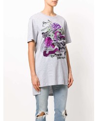 T-shirt girocollo stampata grigia di Versace Jeans