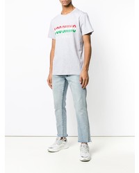 T-shirt girocollo stampata grigia di Moschino
