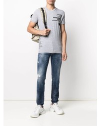 T-shirt girocollo stampata grigia di DSQUARED2