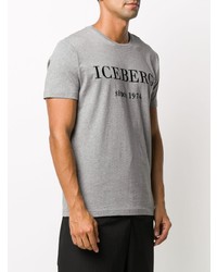 T-shirt girocollo stampata grigia di Iceberg
