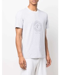 T-shirt girocollo stampata grigia di Brunello Cucinelli