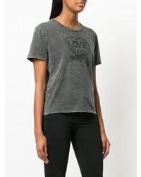 T-shirt girocollo stampata grigia di Saint Laurent