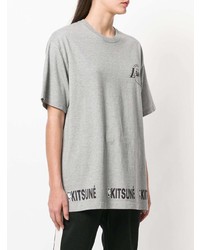 T-shirt girocollo stampata grigia di MAISON KITSUNE