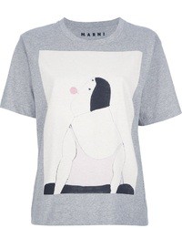 T-shirt girocollo stampata grigia di Marni