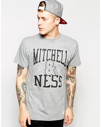 T-shirt girocollo stampata grigia di Mitchell & Ness