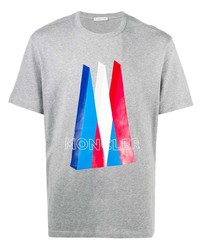 T-shirt girocollo stampata grigia di Moncler