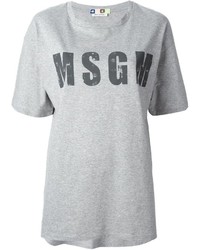 T-shirt girocollo stampata grigia di MSGM