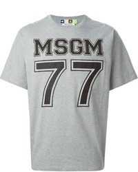 T-shirt girocollo stampata grigia di MSGM