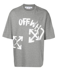 T-shirt girocollo stampata grigia di Off-White