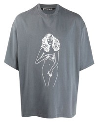 T-shirt girocollo stampata grigia di Palm Angels