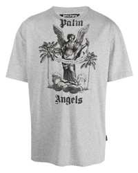 T-shirt girocollo stampata grigia di Palm Angels