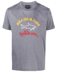 T-shirt girocollo stampata grigia di Paul & Shark